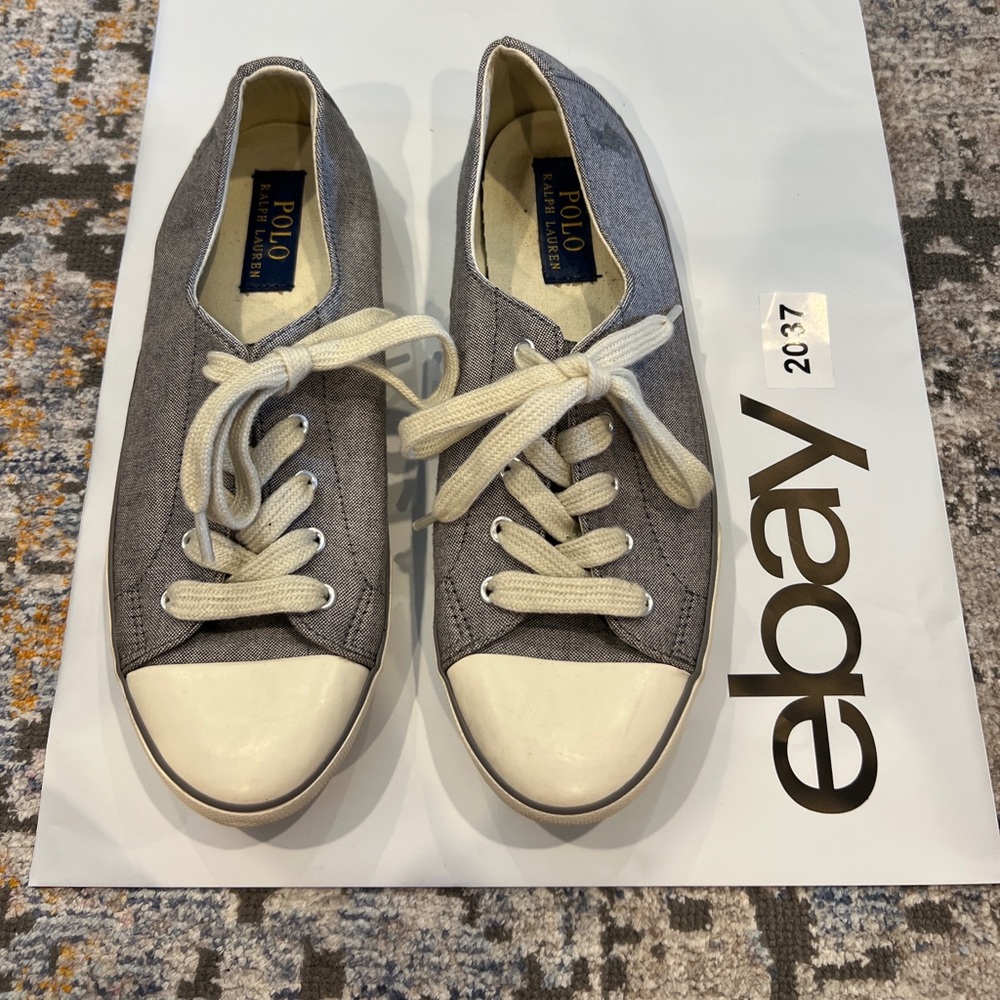 Polo By Ralph Lauren Parnell Athletic Sneaker Shoes Womens Grey Size 8.5 B